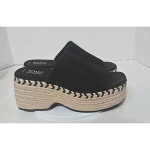 TOMS LAILA Mule Platform Sandals Women's Black Suede Size 7.5 NEW